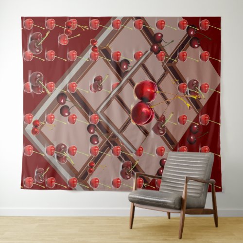 Cherries  Chocolate wDark Red Tapestry