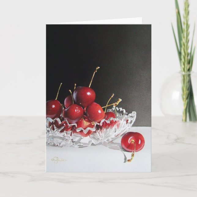 Cherries & Crystal Greeting Card (Front)