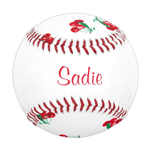 Cherries Custom Name Baseball (Front)