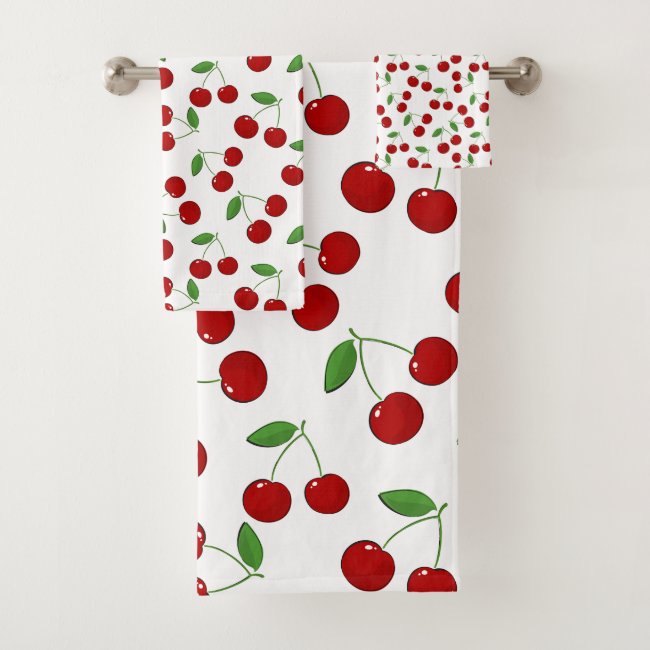 Cherries Design Bath Towel Set