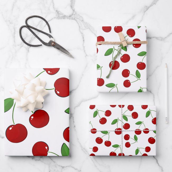 Cherries Design Wrapping Paper Sheets