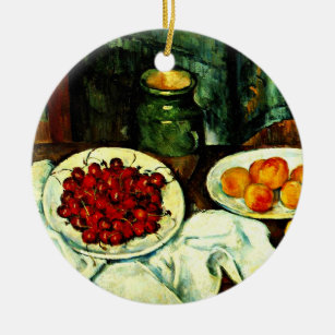 Cherries, famous painting by Paul Cezanne, Ceramic Ornament