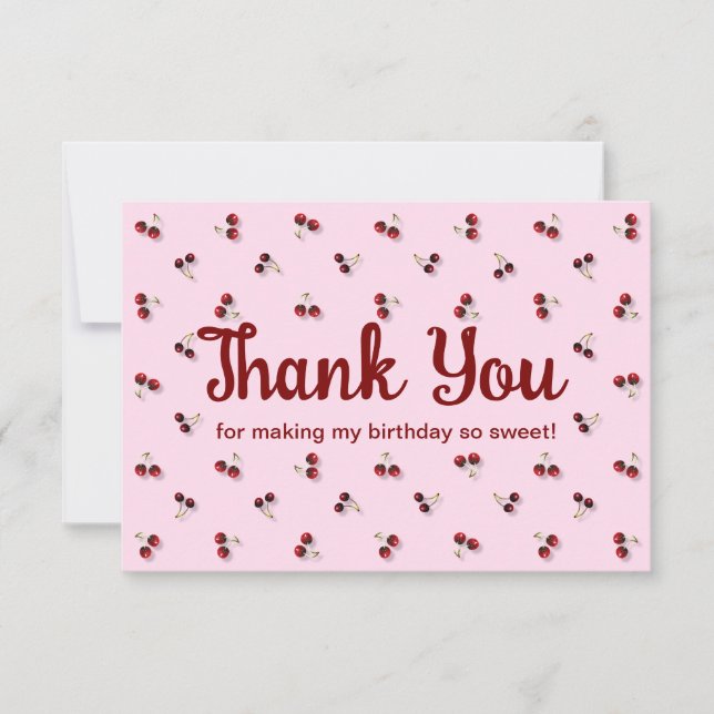 Cherries Flat Thank You Card (Front)