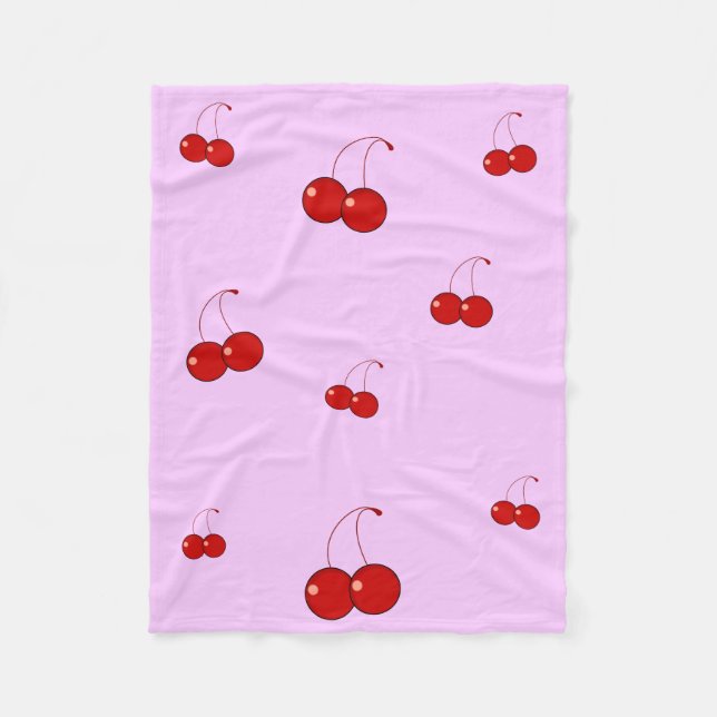 Cherries Fleece Blanket (Front)