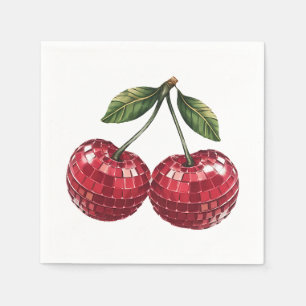 cherries fruit disco ball groovy retro napkins