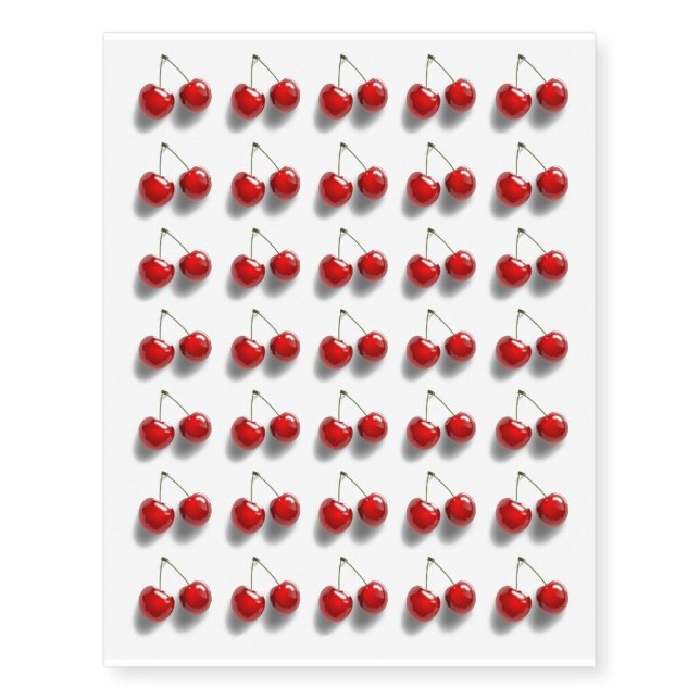 Cherries Fruit Food Design Temporary Tattoos (Front)