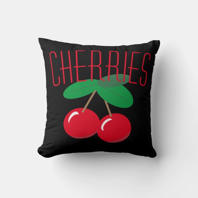 Cherries Fruit Red Throw Pillow (Front)