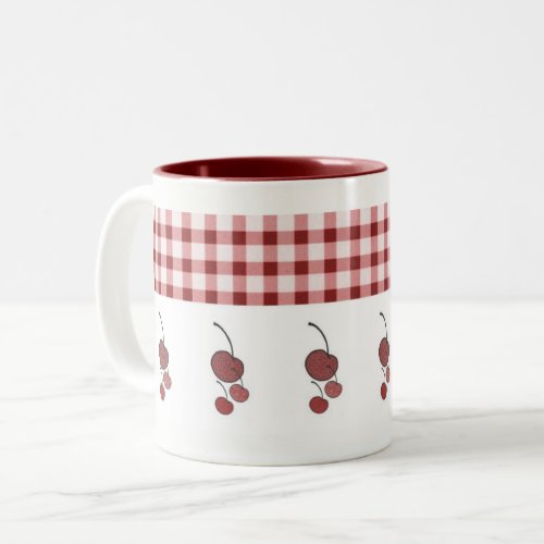 Cherries  Gingham Mug