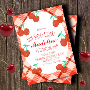 Cherries Hand Drawn Berry Sweet Birthday  Invitation