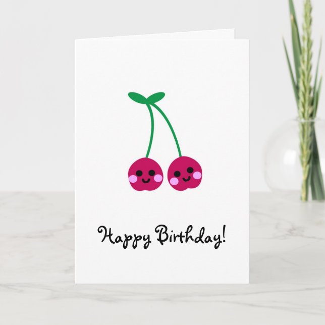 cherries, Happy Birthday! Card (Front)