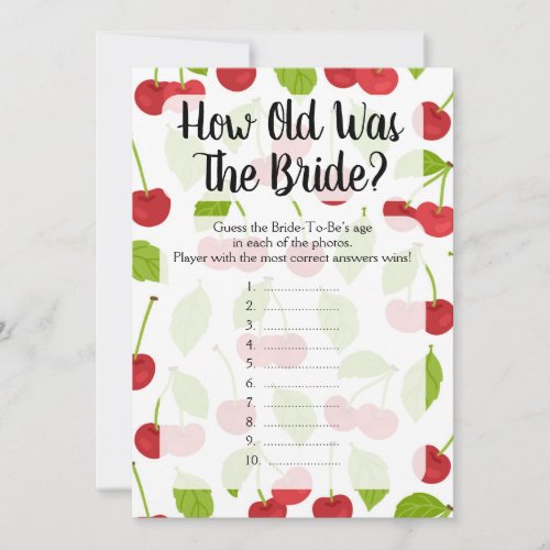 Cherries How Old Was The Bride Shower Game