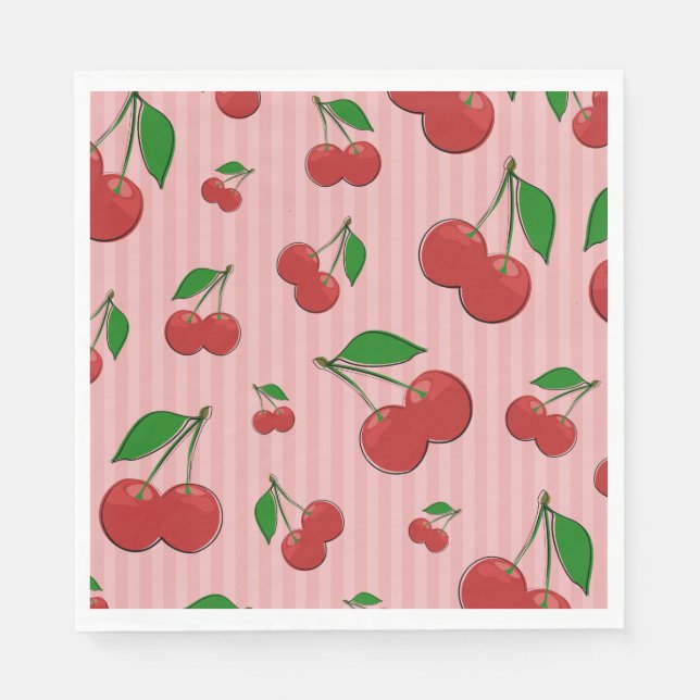 Cherries Illustration Napkins (Front)