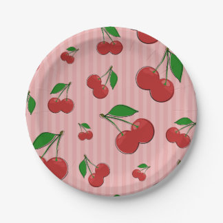 Cherries Illustration Paper Plates