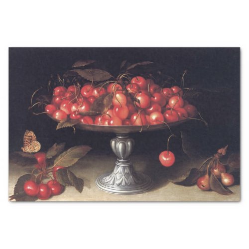 Cherries in a Silver Compote by Fede Galizia Tissue Paper