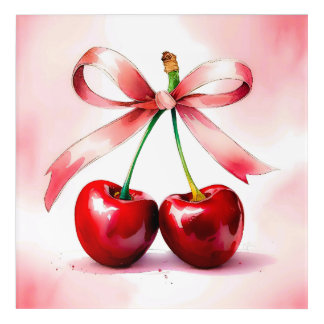 Cherries in Love: Romantic Watercolor Wall Art