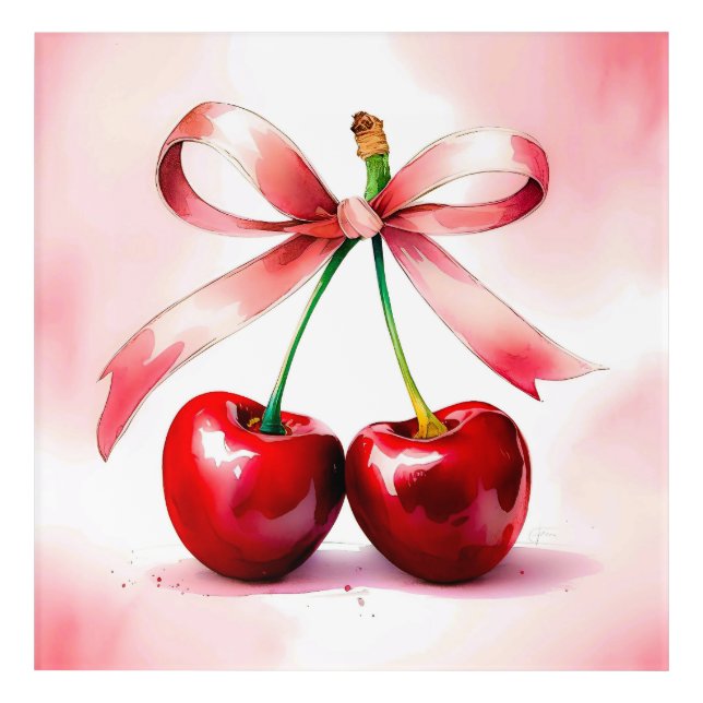 Cherries in Love: Romantic Watercolor Wall Art (Front)