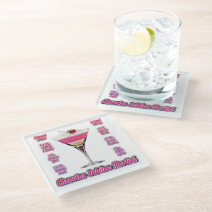 Cherries Jubilee Martini Cocktail Recipe Art Glass Coaster