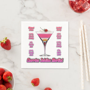 Cherries Jubilee Martini Cocktail Recipe Art Napkins