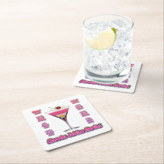 Cherries Jubilee Martini Cocktail Recipe Art Square Paper Coaster