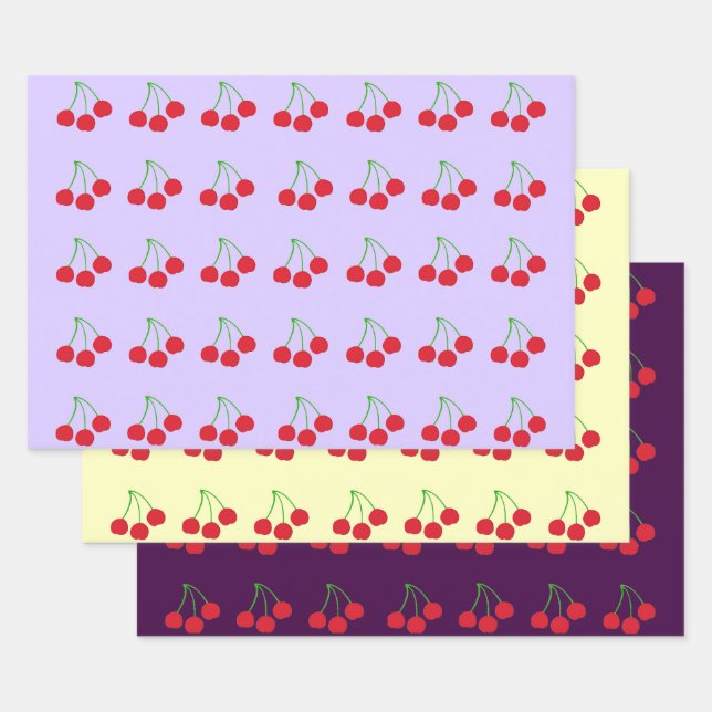 Cherries Multipack Wrapping Paper (Three Sheets) (Set)