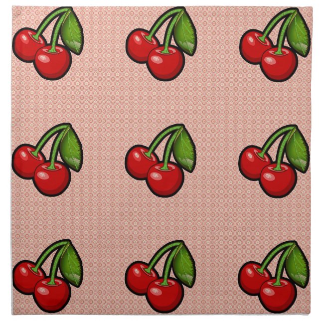 Cherries on Flower Napkin (Front)