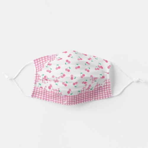 cherries on pink gingham adult cloth face mask