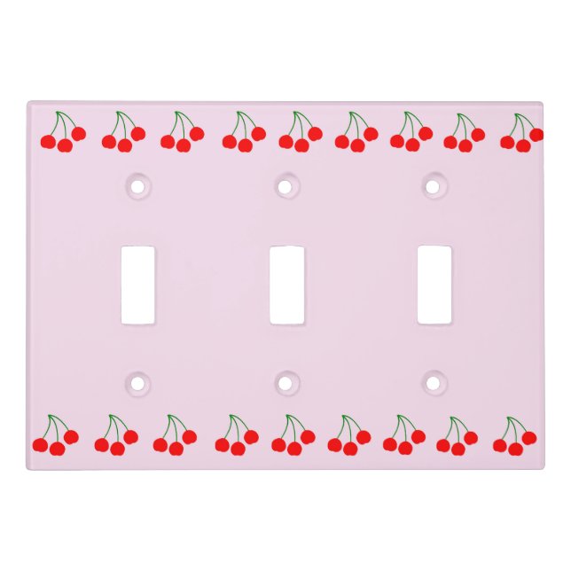 Cherries on Pink Light Switch Cover  (Front)