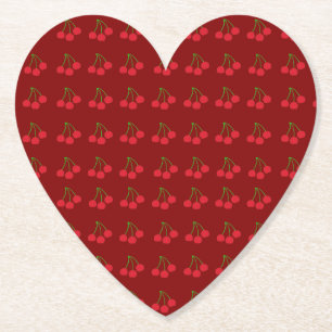 Cherries on Red Coasters (Set of 6)