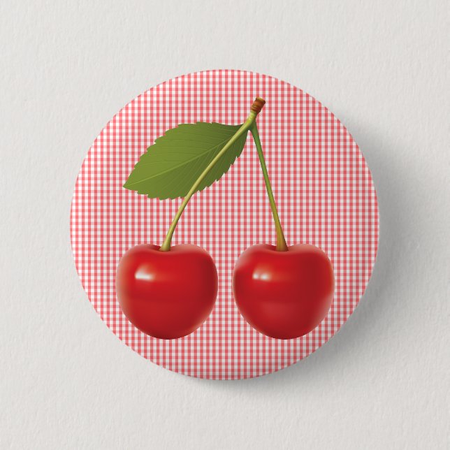 CHERRIES ON STEM PINBACK BUTTON (Front)