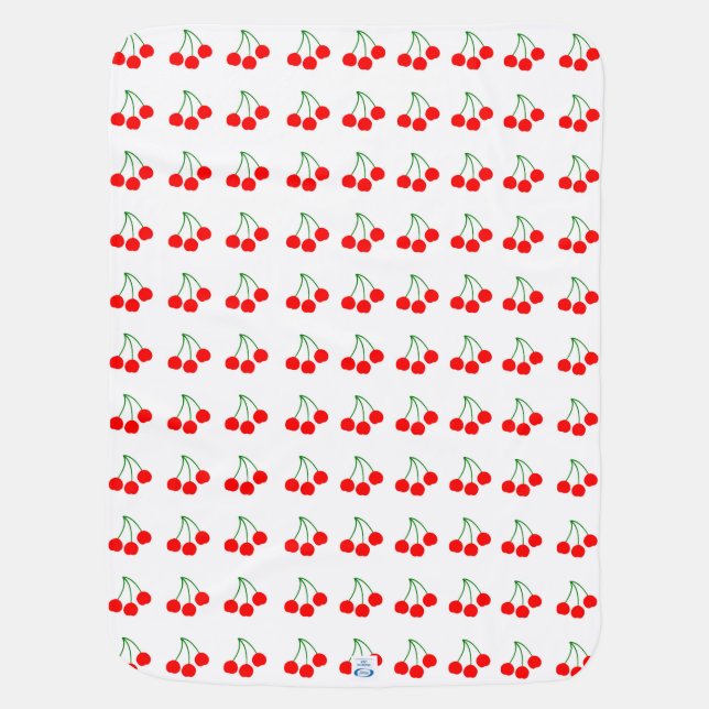 Cherries on White Baby Blanket (Back)