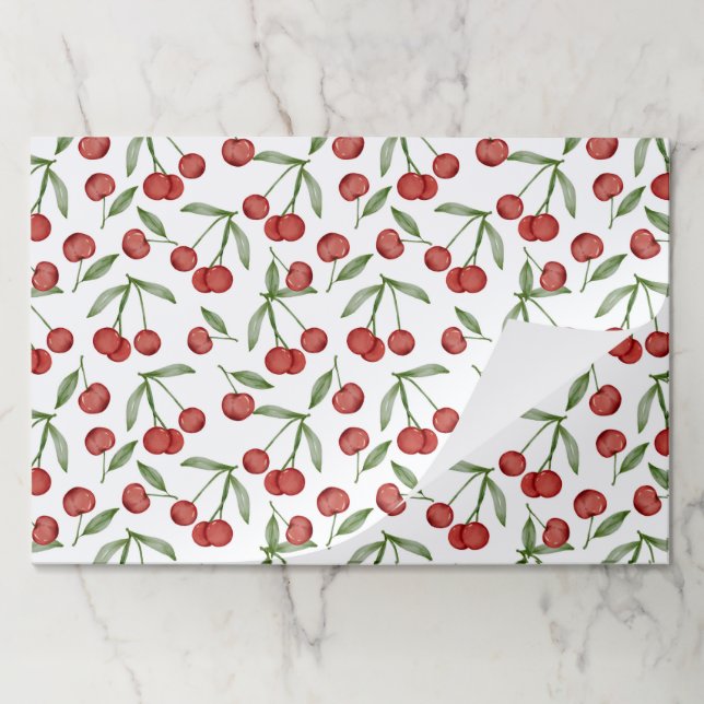 Cherries Paper Placemats, Summer Picnic Party Mats (Folded)