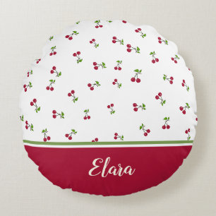 Cherries pattern round pillow