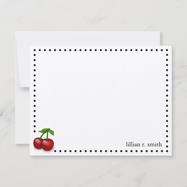 Cherries Personalized Note Card (Front)