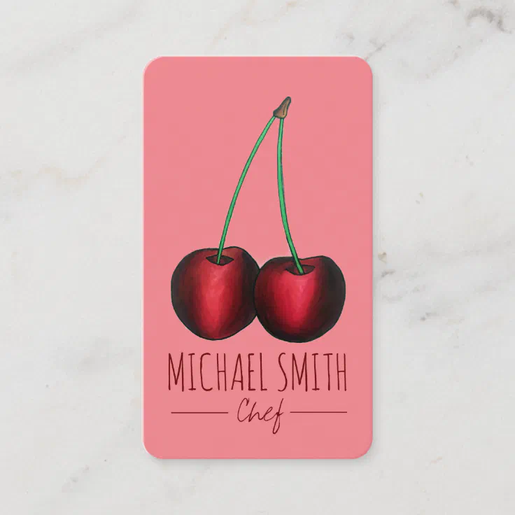 Cherries Ripe Red Cherry Fruit Chef Homemade Jam Business Card | Zazzle