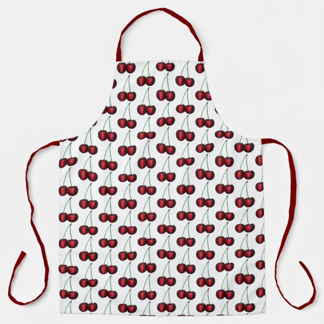 Cherries Ripe Red Cherry Summer Fruit Print Apron (Front)