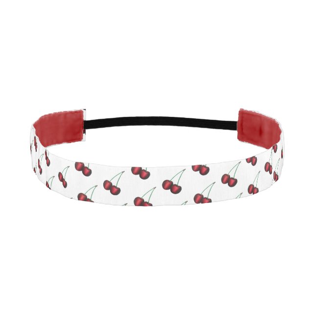 Cherries Ripe Red Cherry Summer Fruit Print Athletic Headband (Front)