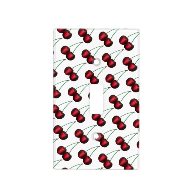 Cherries Ripe Red Cherry Summer Fruit Print Light Switch Cover (Front)