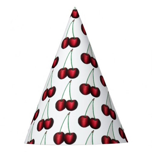 Cherries Ripe Red Cherry Summer Fruit Print Party Hat