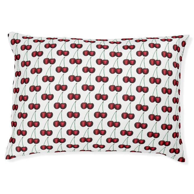 Cherries Ripe Red Cherry Summer Fruit Print Pet Bed (Front)