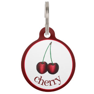 Cherries Ripe Red Cherry Summer Fruit Print Pet ID Tag