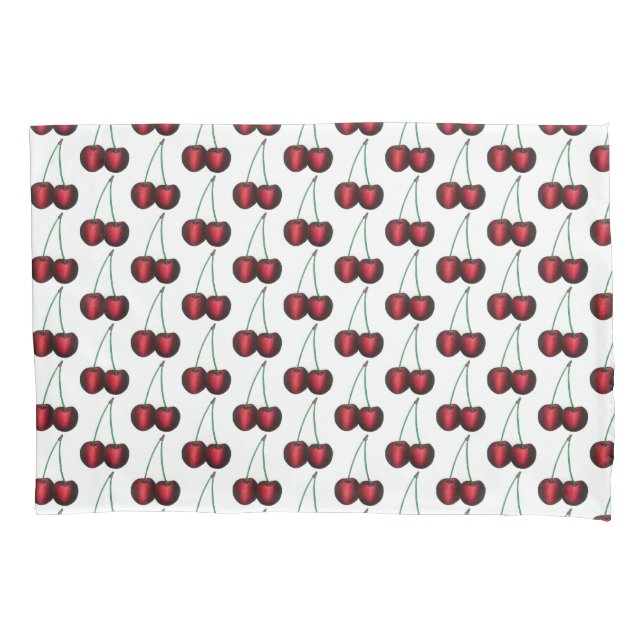 Cherries Ripe Red Cherry Summer Fruit Print Pillow Case (Front)