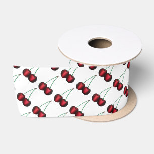 Cherries Ripe Red Cherry Summer Fruit Print Satin Ribbon