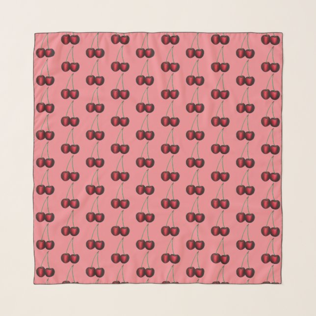 Cherries Ripe Red Cherry Summer Fruit Print Scarf (Front)