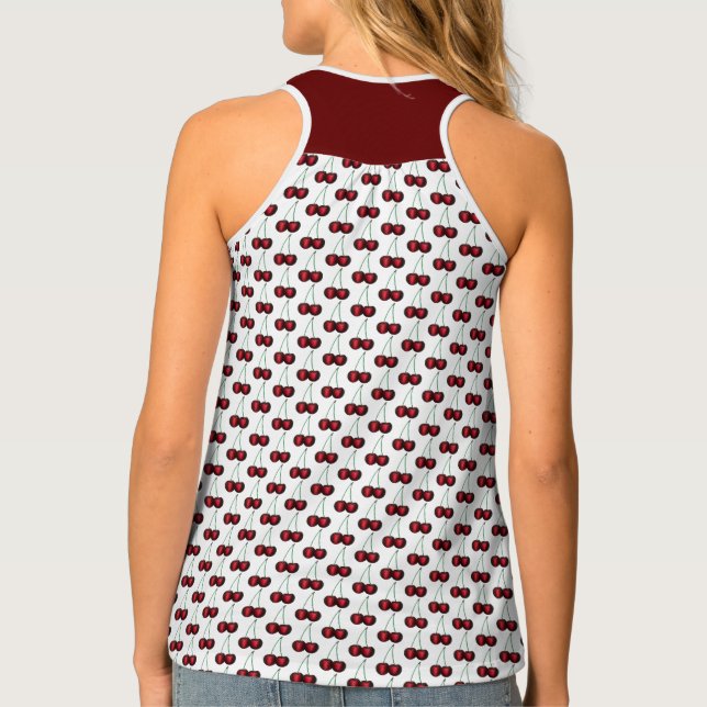 Cherries Ripe Red Cherry Summer Fruit Print Tank Top (Back)