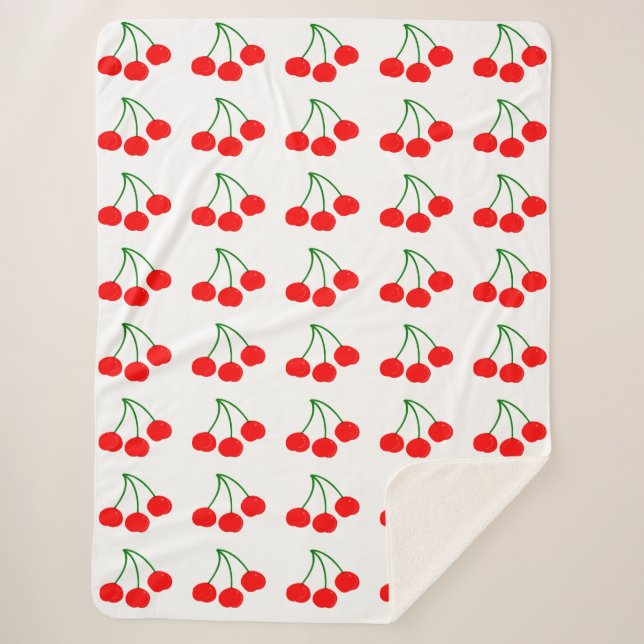 Cherries Sherpa Blanket (Front)