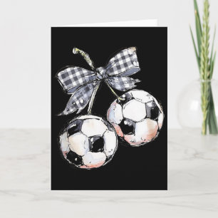 Cherries Soccer Checkered Coquette Game Day Card