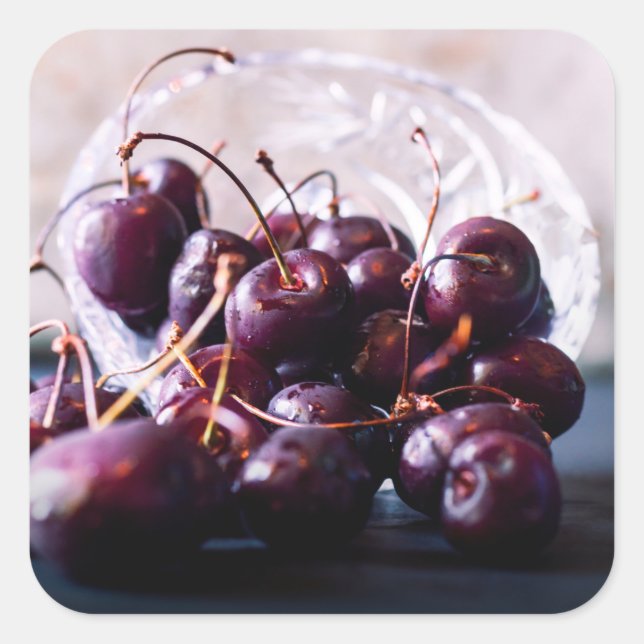 Cherries Square Sticker (Front)