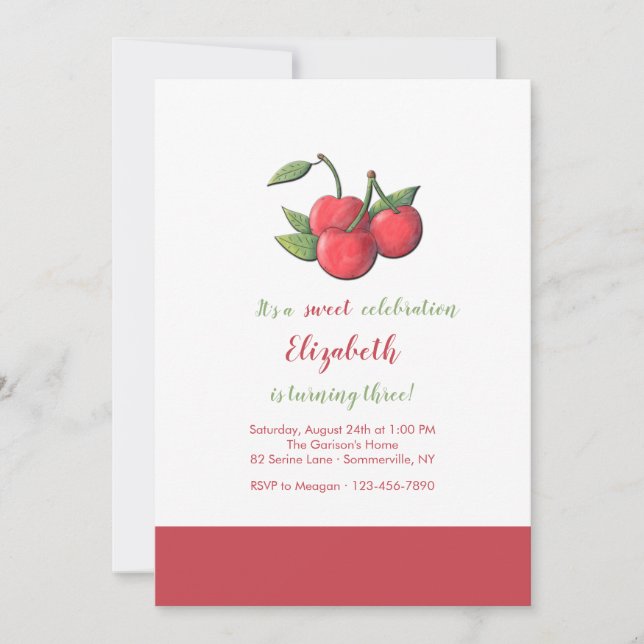 Cherries Sweet Celebration Invitation (Front)