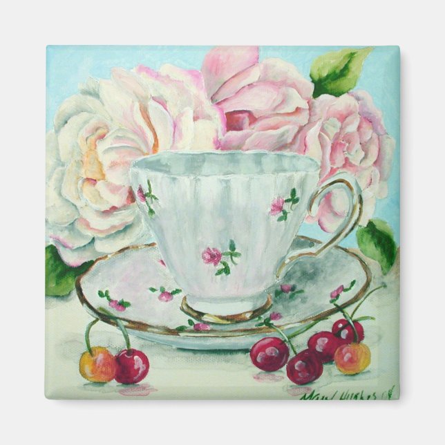 Cherries & Tea Magnet (Front)