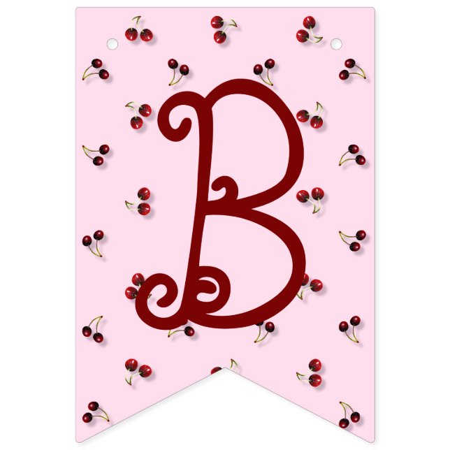 Cherries Theme First Birthday Bunting Banner (Ninth Flag)